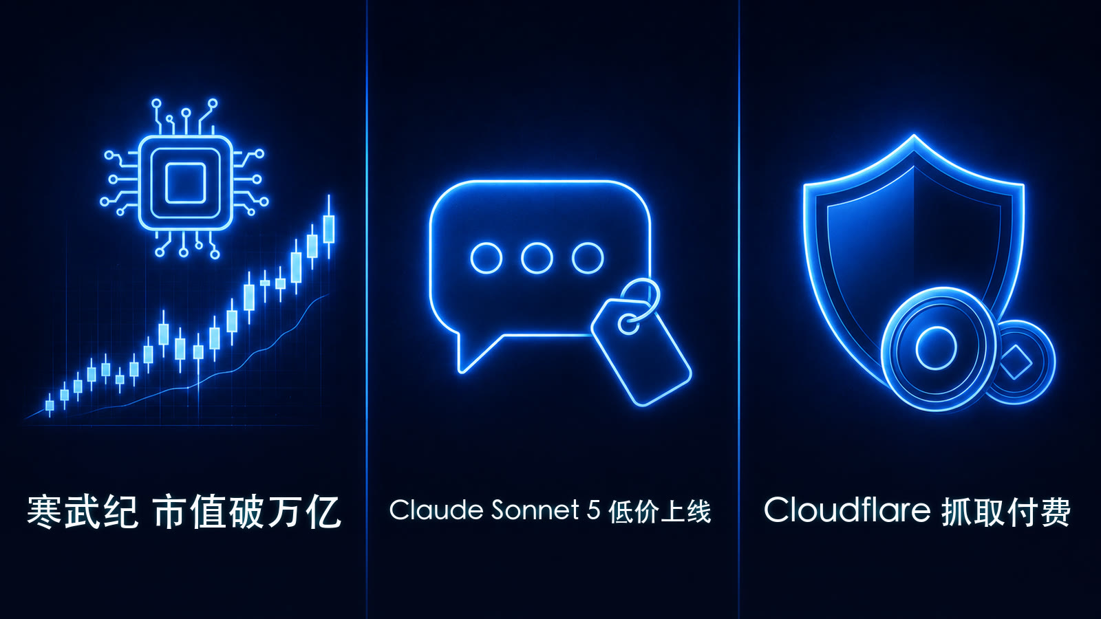 寒武纪成科创板首支万亿市值股;Claude Sonnet 5 低价策略冲击 API 市场;Cloudflare 推行 AI 抓取付费