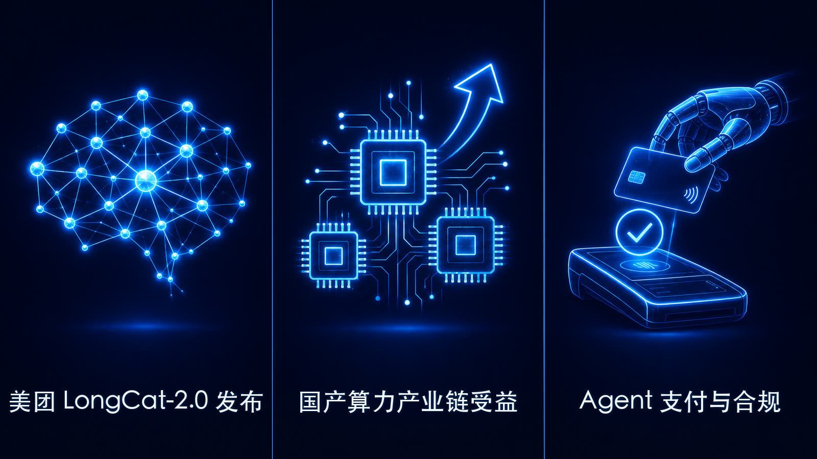 美团 LongCat-2.0 万亿参数大模型发布，国产算力产业链受益；Agent 经济步入合规议程；AI 信任成本进入定价